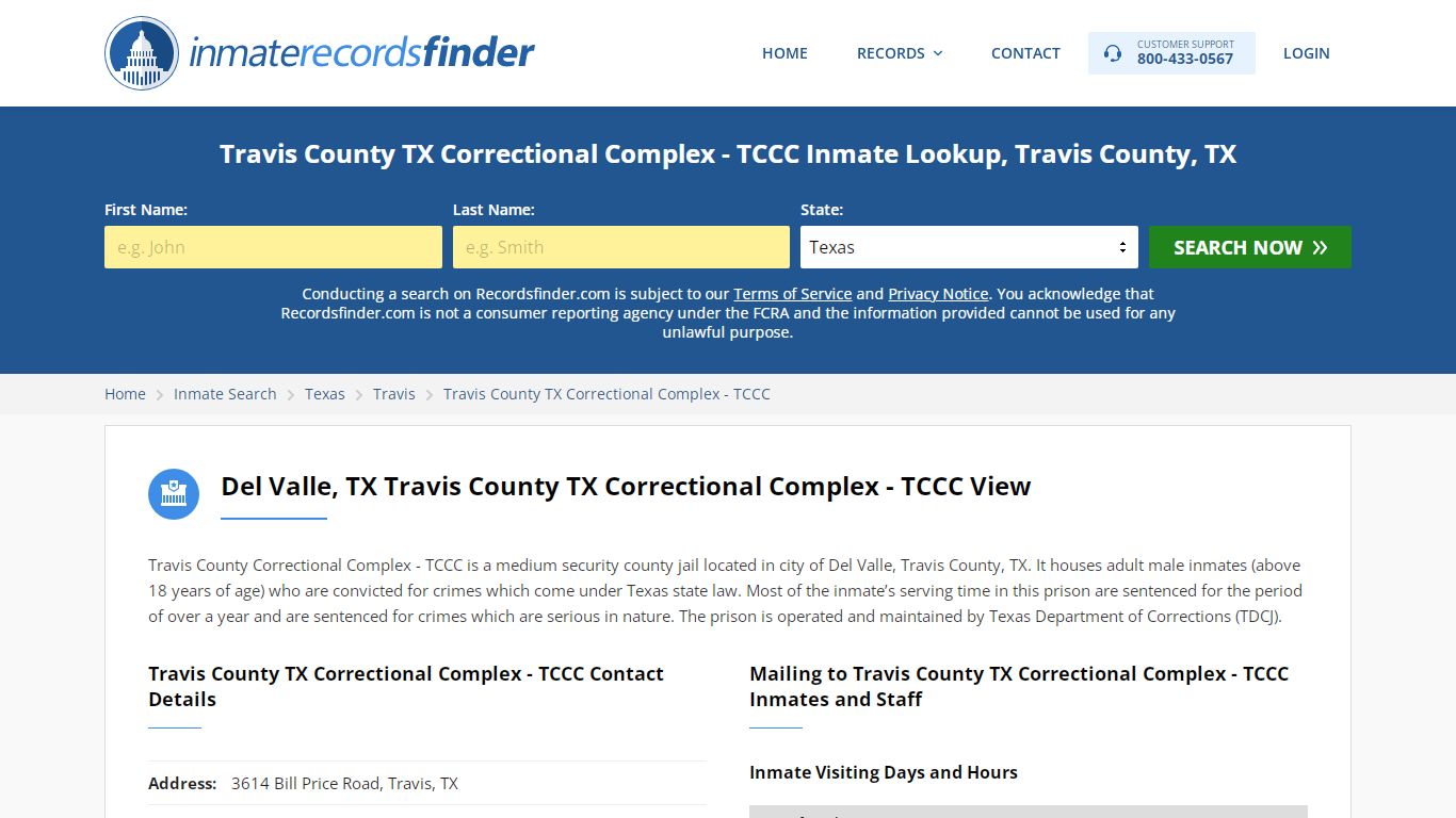 Travis County TX Correctional Complex - TCCC Inmate Lookup ...