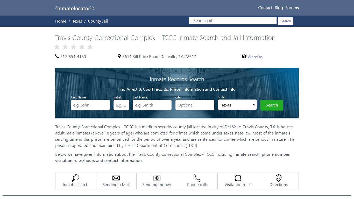 Travis County Correctional Complex - TCCC Inmate Search ...